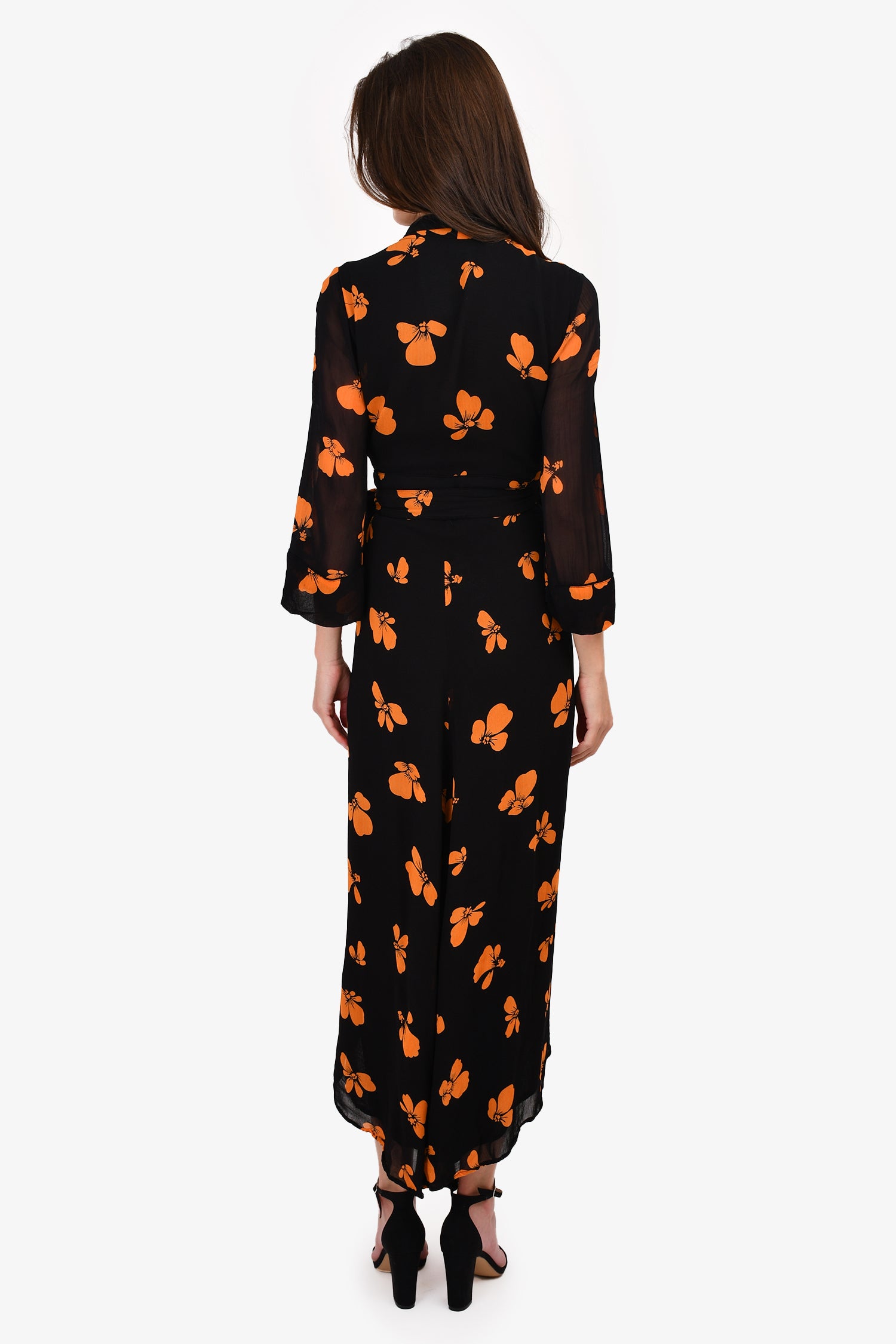 Ganni Black/Yellow Floral Wrap Dress Size 34 – Mine & Yours