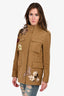 Valentino Brown Floral Patched Military Styled Jacket Size 4