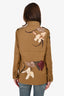 Valentino Brown Floral Patched Military Styled Jacket Size 4