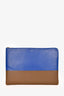 Celine 2012 Blue/Taupe Leather Zip Pouch