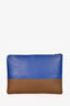 Celine 2012 Blue/Taupe Leather Zip Pouch