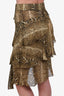 Isabel Marant Etoile Snake Print Ruffle Midi Skirt Size 38