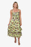 Ulla Johnson Green/Multicolour Floral Print Tiered Midi Dress Size 6