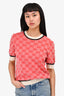 Gucci Red/White knit 'GG' Short Sleeve Top Size L