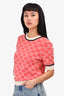 Gucci Red/White knit 'GG' Short Sleeve Top Size L