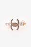Pre-Loved Chanel™ Gold Tone Pearl Crystal "CC" Hoop Earrings