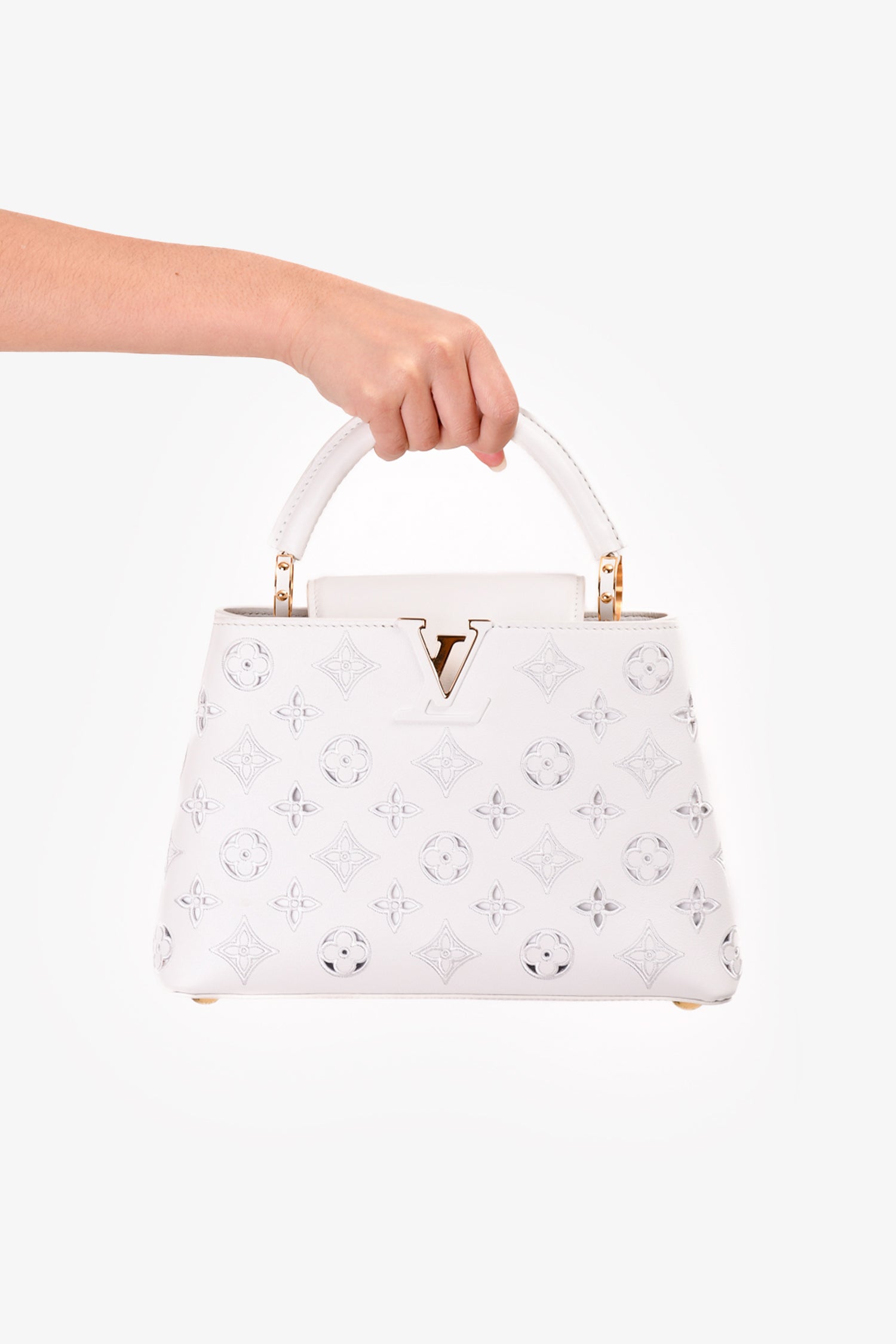 Louis Vuitton Limited Edition White Broderie Leather Monogram