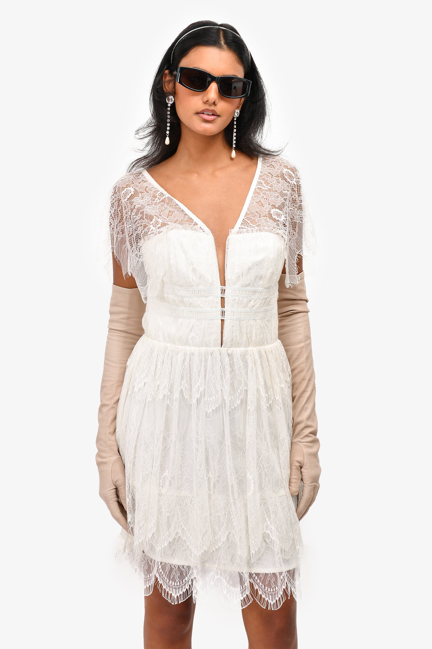 white eyelash lace dress White Lace Dress - Knee-Length Dress - Embroidered Lace Dress