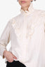 Victoria Beckham Cream Silk Pleated Ruffle Blouse size 44