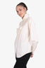 Victoria Beckham Cream Silk Pleated Ruffle Blouse size 44
