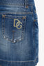 Dolce & Gabbana Dark Blue Denim Distressed Mini Skirt Size 40