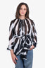 Dolce & Gabbana Black/White Silk Zebra-Print Belted Blouse Size 40
