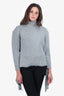 Balenciaga Grey Metallic Asymmetric Knitted Turtleneck Jumper Size 34