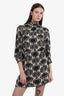 Essentiel Antwerp Black/Cream Snakeskin Patterned Mock Neck Dress Size 34