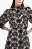 Essentiel Antwerp Black/Cream Snakeskin Patterned Mock Neck Dress Size 34