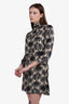 Essentiel Antwerp Black/Cream Snakeskin Patterned Mock Neck Dress Size 34