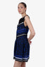 Roberto Cavalli Blue/Black Patterned Sleeveless Dress Size 44