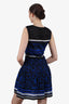 Roberto Cavalli Blue/Black Patterned Sleeveless Dress Size 44