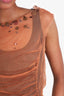 Rozae Nichols Orange Mesh Beaded Sleeveless Top Size M