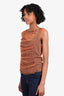 Rozae Nichols Orange Mesh Beaded Sleeveless Top Size M