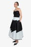 Isabel Sanchis Black/Blue Stripe Strapless Size 44