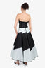 Isabel Sanchis Black/Blue Stripe Strapless Size 44