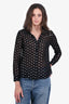 L'Agence Black/Silver Metallic Sheer Heart Blouse Size Small