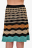 M Missoni Blue/Multi Striped Mini Skirt with Belt Size 42