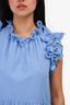 Sea New York Blue Linen/Cotton Tiered Mini Dress Size S