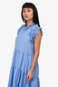 Sea New York Blue Linen/Cotton Tiered Mini Dress Size S