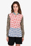 Stella McCartney White/Red/Leopard Multi-Printed Silk Blouse Est. Size S