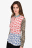Stella McCartney White/Red/Leopard Multi-Printed Silk Blouse Est. Size S