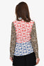 Stella McCartney White/Red/Leopard Multi-Printed Silk Blouse Est. Size S