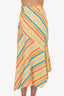 Peter Pilotto SS18 Yellow/Pink Striped Cotton Asymmetrical Maxi Skirt Size 8