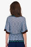 Missoni Blue Striped Knit V-Neck Top Size 42