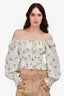 Faithfull The Brand Blue/White Floral 'Gillian' Blouse Size M