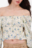 Faithfull The Brand Blue/White Floral 'Gillian' Blouse Size M