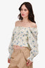 Faithfull The Brand Blue/White Floral 'Gillian' Blouse Size M