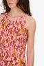 Ulla Johnson Pre-Fall 2022 Pink Printed Silk Sleeveless 'Amalthea' Maxi Dress Size 4
