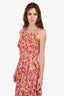Ulla Johnson Pre-Fall 2022 Pink Printed Silk Sleeveless 'Amalthea' Maxi Dress Size 4