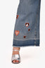 Vivetta Blue Denim Wide Leg Jeans with Red Cutout Hearts Size 42 IT