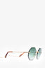 Chloe Green Scallop Sunglasses With Gold Chain