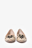 Rene Caovilla Beige Woven Bead Embellished Flats Size 39