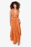 PatBo Orange Cut-Out Fringe Trimmed Gown Size S