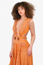 PatBo Orange Cut-Out Fringe Trimmed Gown Size S