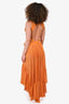 PatBo Orange Cut-Out Fringe Trimmed Gown Size S