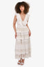 Self-Portrait White Eyelet Tiered Plunge Gown Size 6