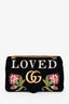 Gucci Black Velvet Pearl 'Loved' Medium Marmont Bag