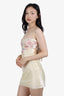 Mirror Palais Beige Silk Floral Print Mini Slip Dress Size XS