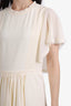 Chloe Cream Pleated Mini Dress Size 36